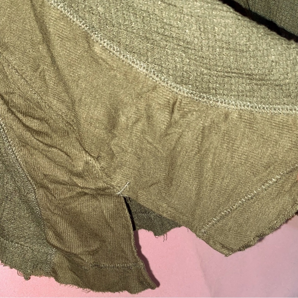 Free People Olive Green Long Sleeve Top We The Army Laguna Thumbhole Small Festi - Picture 5 of 14